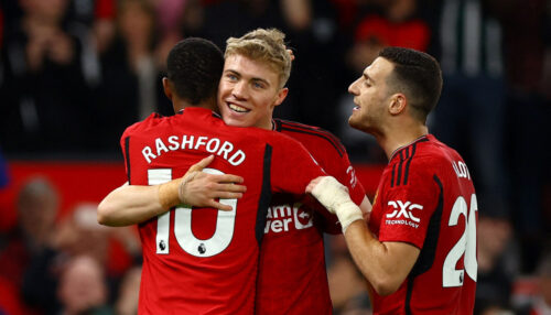 Rasmus Højlund scorede for Manchester United onsdag aften.