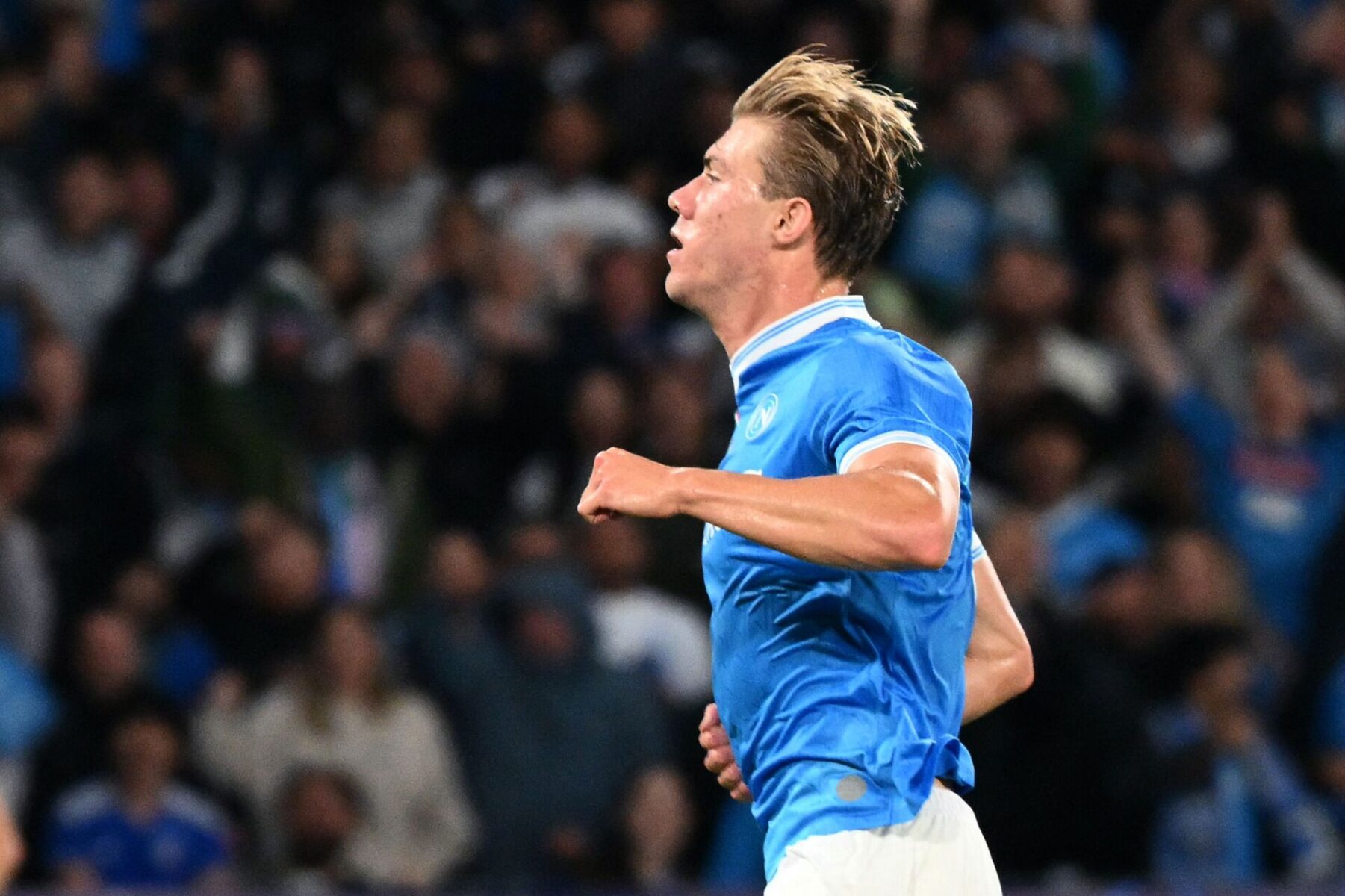 Rasmus Højlund garnede onsdag aften for Napoli i Champions League.