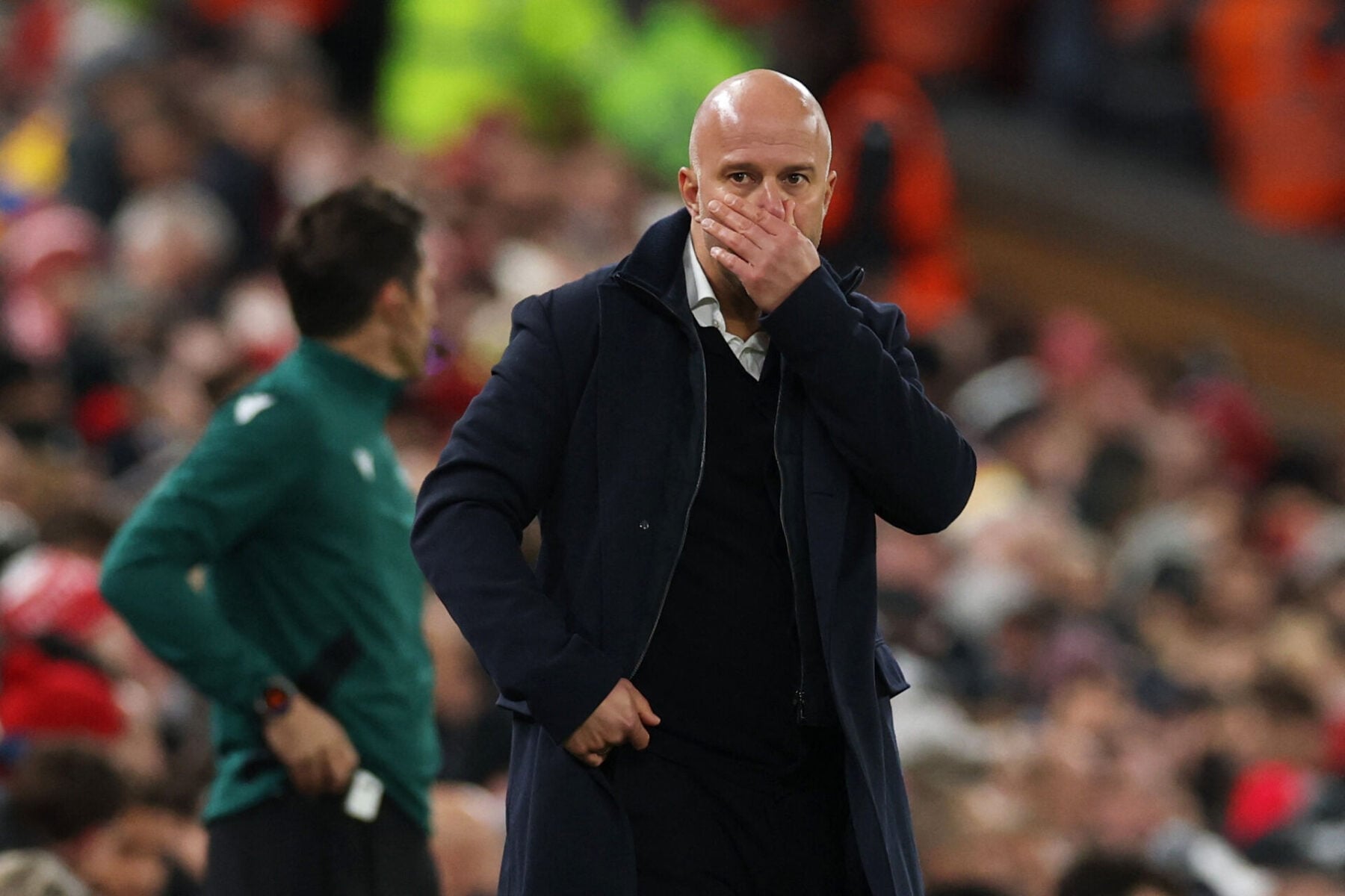 Det er en svær situation for Arne Slot og Liverpool, der har tabt ni ud af de seneste 12 kampe. Foto: REUTERS/Phil Noble