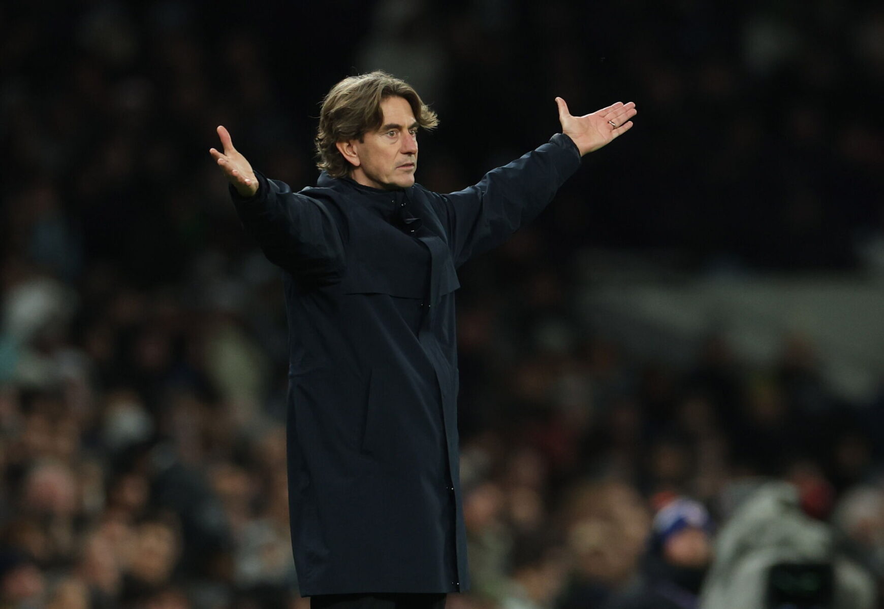 Thomas Frank var tydeligt frustreret over én detalje fra Tottenham-tilhængerne lørdag. Foto: EPA/NEIL HALL