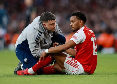 Jurrien Timber gik i græsset for Arsenal.