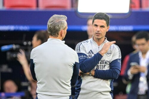 Mikel Arteta og Arsenal er i Champions League-finalen mod SPG.