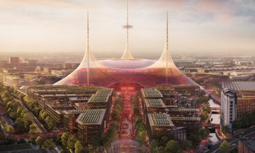 Sådan kommer det nye stadion for Manchester United til at se ud.