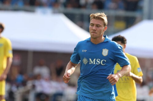 Rasmus Højlund kom på tavlen for Napoli.