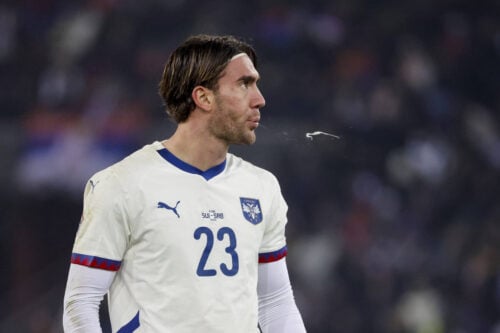 Dusan Vlahovic er på blokken hos Manchester United.