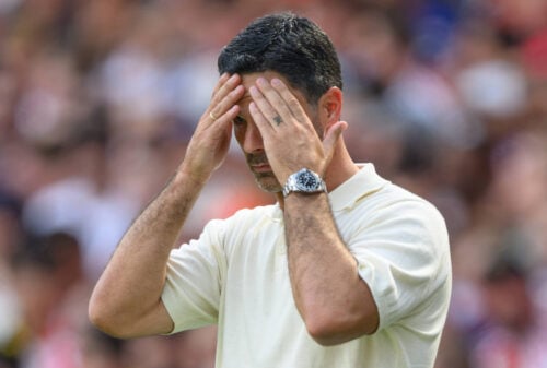 Mikel Arteta og Arsenal må se sig slået i kampen om Cristian Romero.