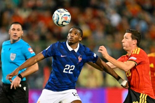 Liverpool-spilleren Jérémy Jacquet i sin debut for det franske landshold.